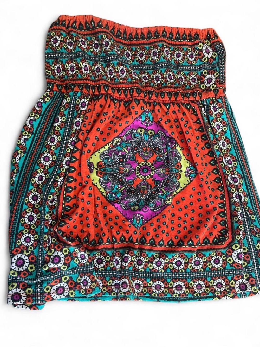 Boho Orange Printed Tube Top